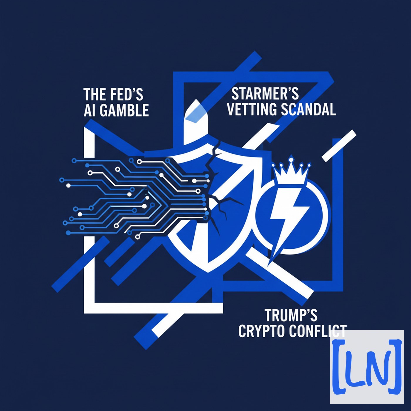 Cover art for The Fed's AI Gamble, Starmer’s Vetting Scandal, and Trump’s Crypto Conflict