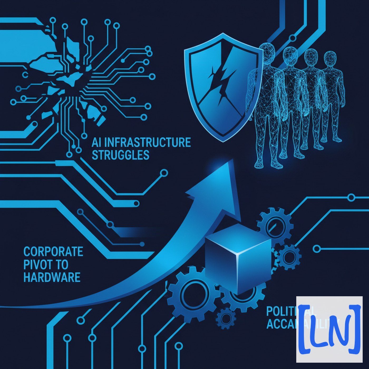 Cover art for AI Infrastructure Struggles, Political Cutouts, and the Corporate Pivot to Hardware