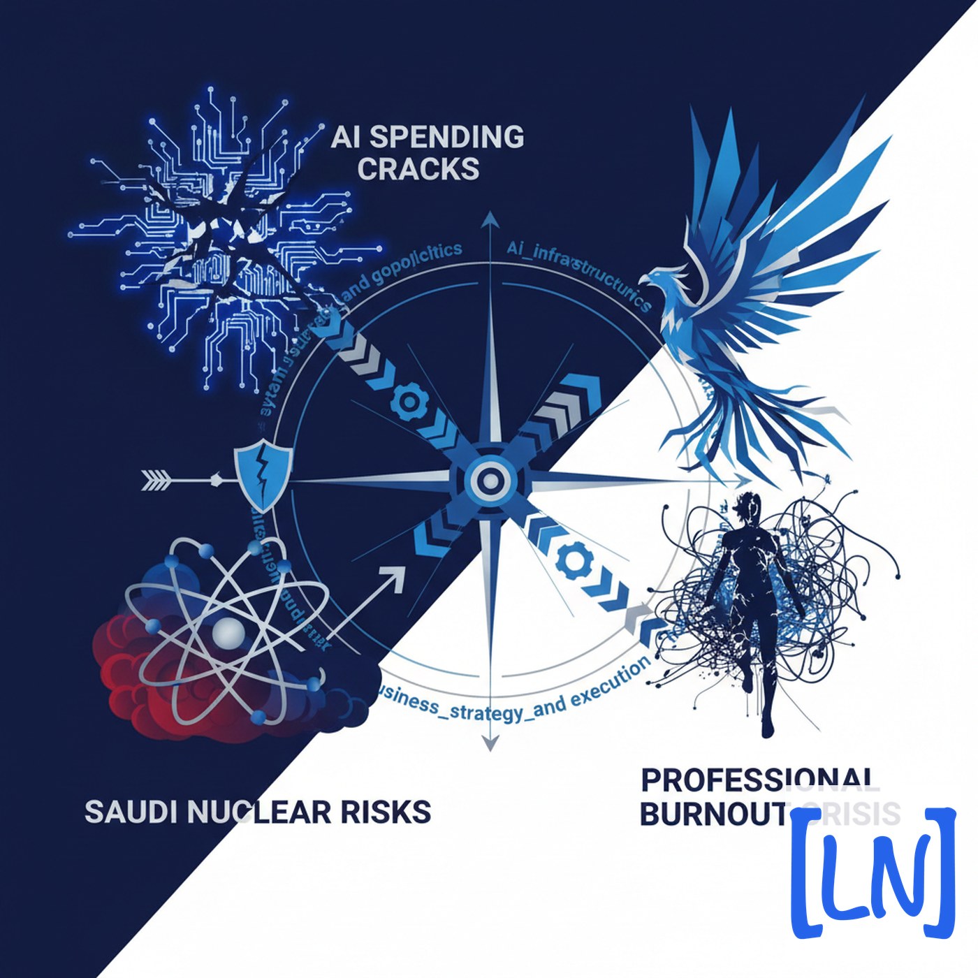 Cover art for AI Spending Cracks, Saudi Nuclear Risks, and the Professional Burnout Crisis