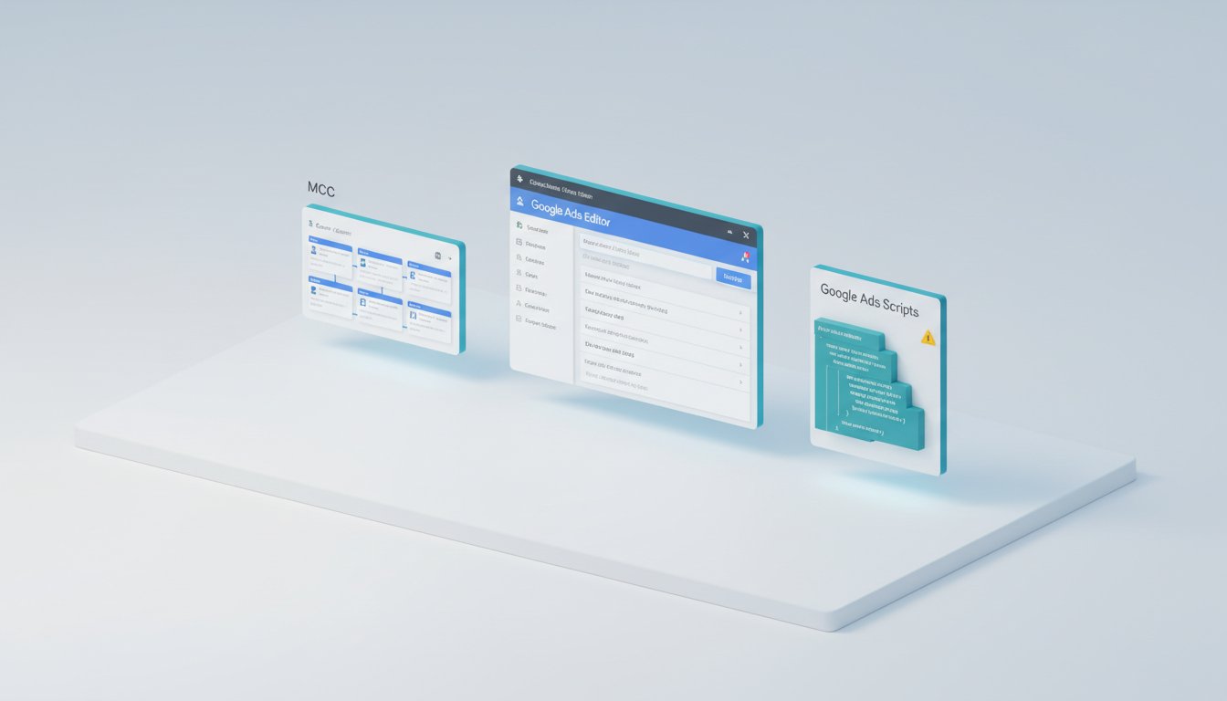 Streamline Google Ads Management with Editor, MCC, and Scripts
